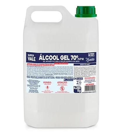 ALCOOL 70% GEL 5L 4.5KG ANTISSEPTICO - WALTRICK